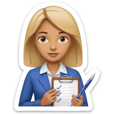 women with clipboard and pen sticker