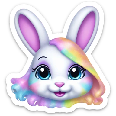 Lisa frank pastel sparkle easter bunny sticker