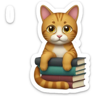Cat with books sticker