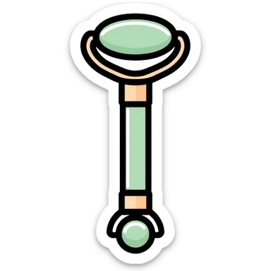 Jade facial roller, minimalist, rounded, soft pastel colors, skin care accessory sticker