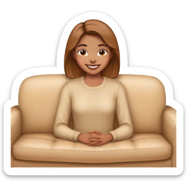 smiling woman on couch indoors sticker
