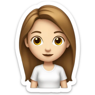 young fair brown hair girl with camera and white T-shirt sticker