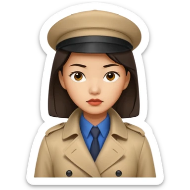female detective, asian sticker