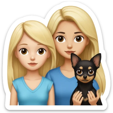 Chico pelo largo rubio.chica pelo largo negro y chihuahua negro  sticker