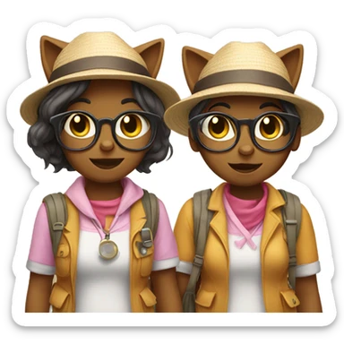 2 girl cats dressed up as tourists sticker