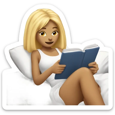 laying in bed reading with kindle blonde female sticker