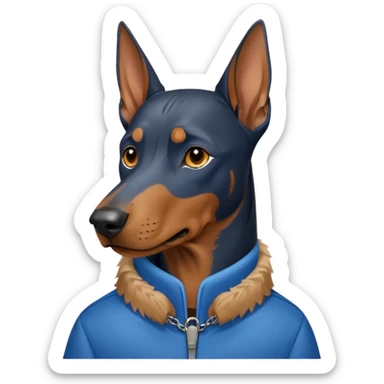 Doberman with clothes on sticker