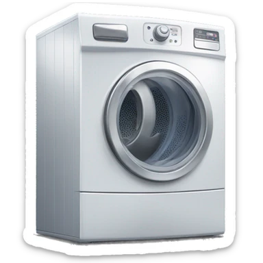 A dryer that has feet and a face running really fast sticker