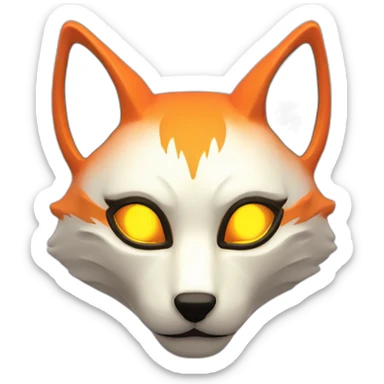 Kitsune mask with glowing neon eyes sticker