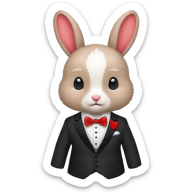 baby bunny in suit no carrot red bowtie sticker