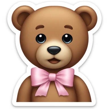 Teddy bear with light pink bow  sticker