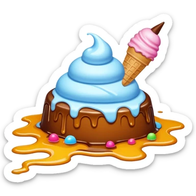 Ice cream fallen on the ground sticker