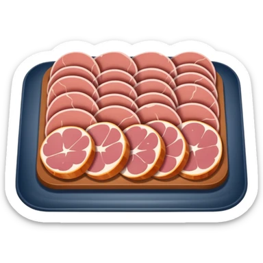 cold cuts (ham & mortadela on a rectangular pot platter) sticker