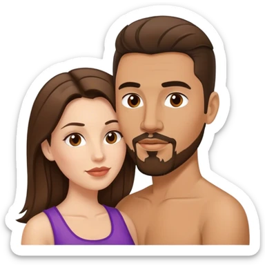 Intimate sfw between white brunette and tan Latino with goatee lover sticker
