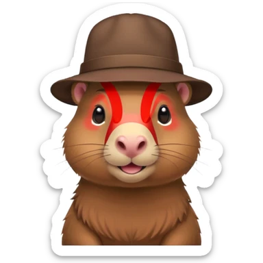 Cute capybara with blush wearing a hat sticker