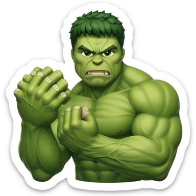 big muscular green cool hulks fist with 5 fingers sticker