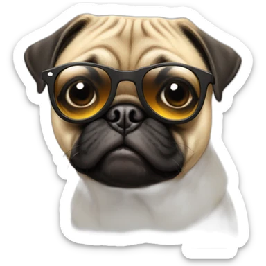 Pug wearing sun glasses sticker