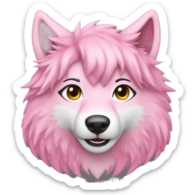 furry pink wolf long hair female sticker