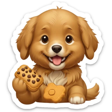 Puppy eating a treat sticker
