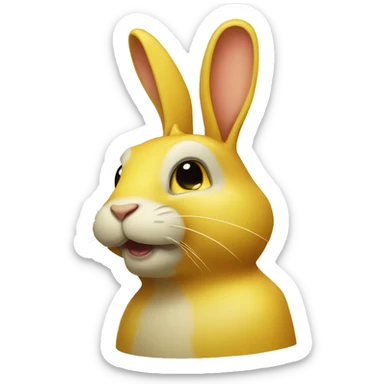yellow rabbit head  sticker