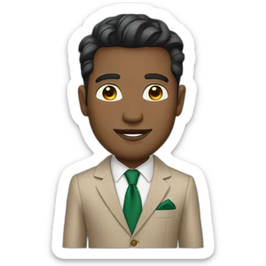 business man with a beige gucci suit without a tie  sticker