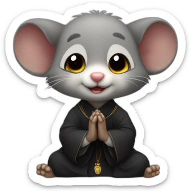possum praying in priest attire sticker