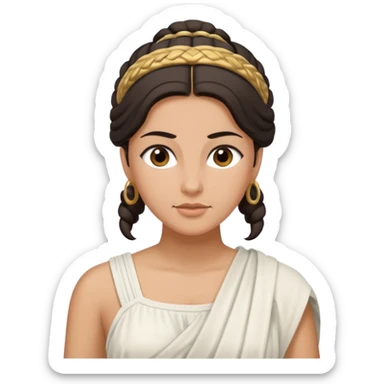 ancient greek woman with dark hair tied back sticker