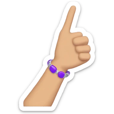 hand with purple bracelet pointing  sticker