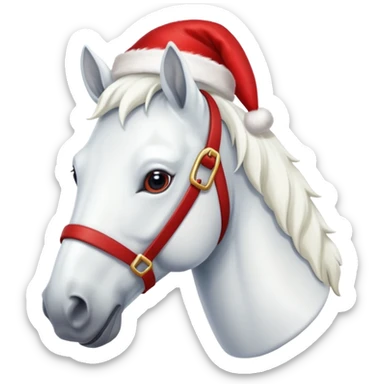 christmas new year's white horse with a red saddle sticker