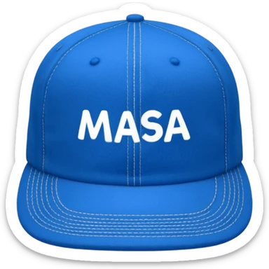 Blue cap with the lettering MASA sticker