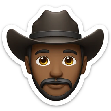 Homem negro gordinho com barba e olhos pequenos com chapéu de cowboy rosa  sticker