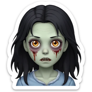 zombie girl with long wispy black hair sticker