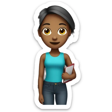 black teenage female with straight hair with a clipboard sticker
