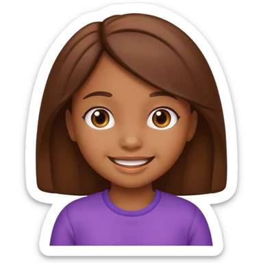 Cute girl kid emoji brown sticker