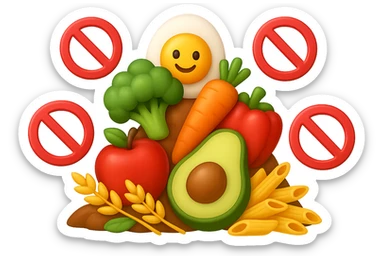 EMOJI STILE IPHONE DI UNa montagna di cibo sano con divieti 3d sparsi, IPERREALISTICO 4K sticker