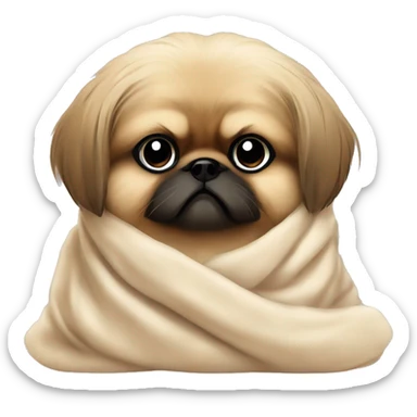 Pekingese cozy in beige blanket sticker