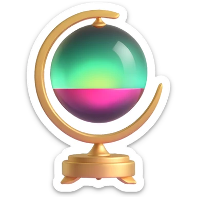 aurora crystal ball on a small golden stand sticker