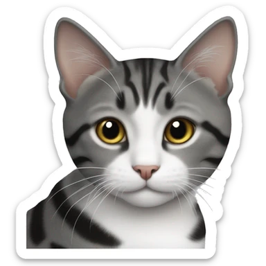 black grey and white tabby cat  sticker