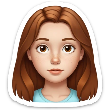 13 year old girl with mid length highlighted brown hair, freckles, big forehead and nice lips sticker
