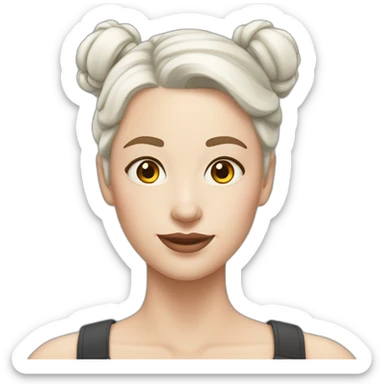 working girl pale skin white hair in two buns sticker