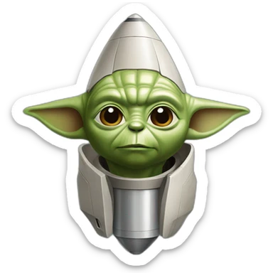 rocket with front replaced with yoda head sticker