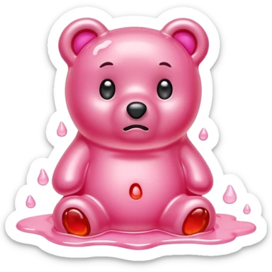 Sad light pink Gummy bear melting into ground sticker