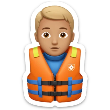 male wearing life jacket sticker