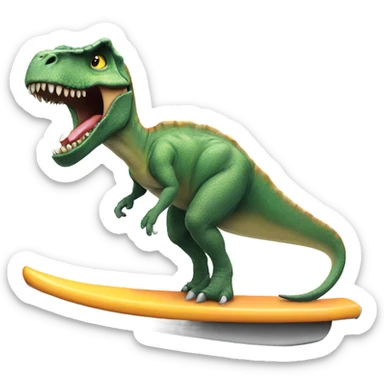 Dinosaur surfing with a cigarette  sticker