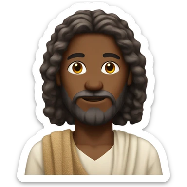 jesus with wool hair dark skin sticker