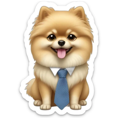light cream pomeranian wearing a tie sticker