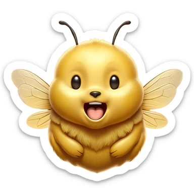 Cinematic Adorable Yawning Bee Portrait Emoji, Head tilted slightly with a dramatic, wide-open yawn, showcasing a tiny, fuzzy body with gently drooping wings and sleepy, half-closed eyes, Simplified yet irresistibly cute features, highly detailed, glowing with a soft, cozy golden glow, high shine, relaxed yet expressive, stylized with a dash of whimsical honey charm, soft glowing outline, capturing the essence of a drowsy bee that appears ready to stretch out for a nap! sticker