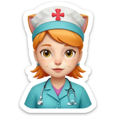 Multicolor cat as female nurse sticker