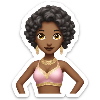 bellydancer with short curly hair and light pink costume sticker