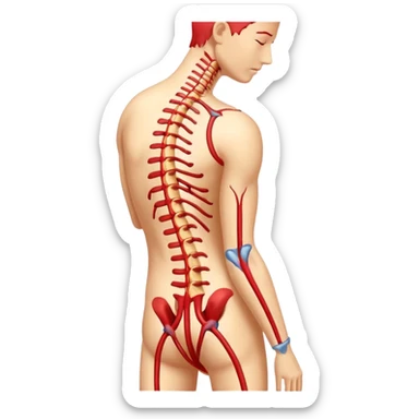 spine with highlighted nerve and pain marks symbolizing sciatica pain sticker